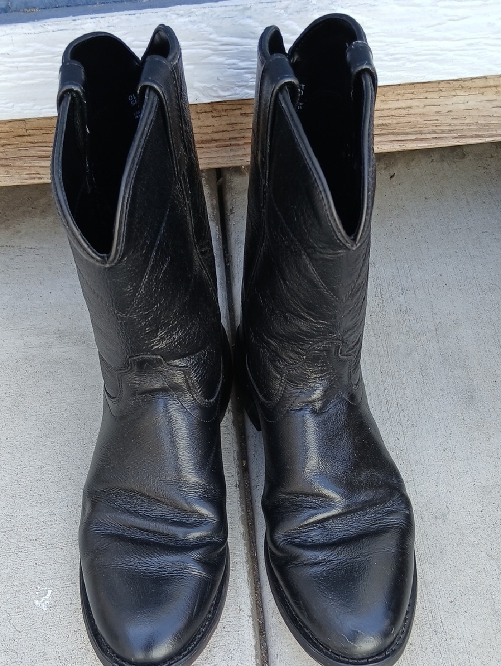 Old West Black Leather Western Boots